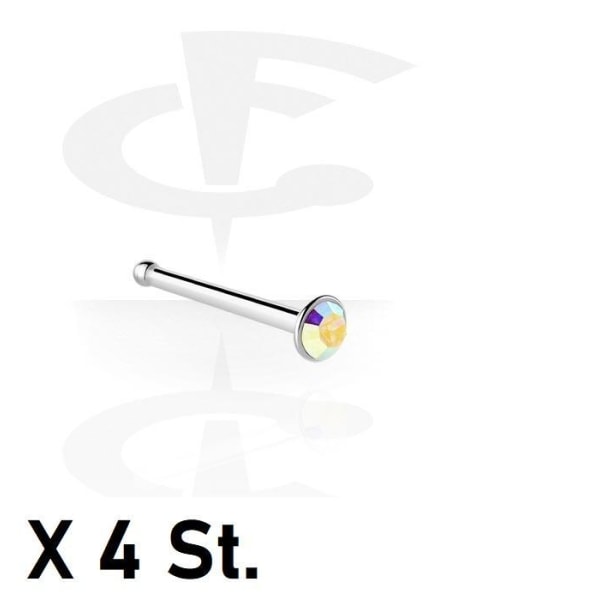 OBS 4 st Näspiercing i IP-pläterad 316L stål med 2,5 mm AB CZ X 4