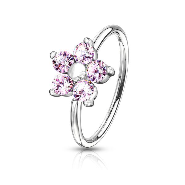 1 piercingring i IP-belagt 316L kirurgisk stål med zirkoner 3 Rhodium/rosa CZ