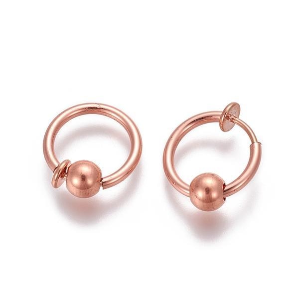 REA___REA_1 Par Roseguld Clip On Ringar med avtagbar kulor 13 mm Pink gold