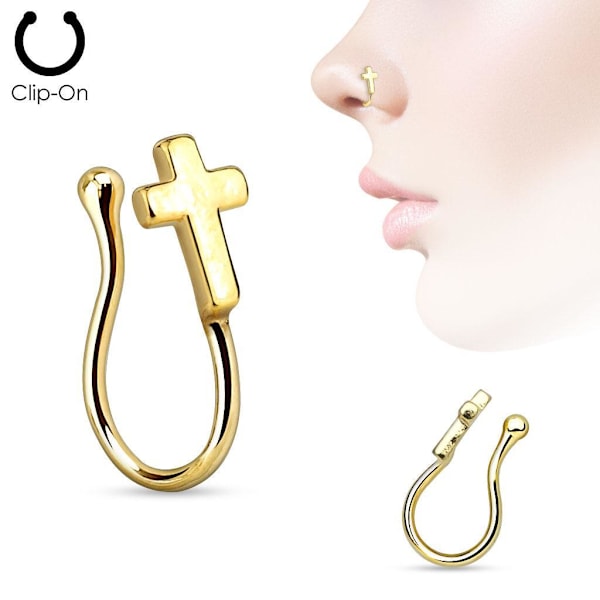Clip On Korsformad "fake" näspiercing (4 val)  Hematit