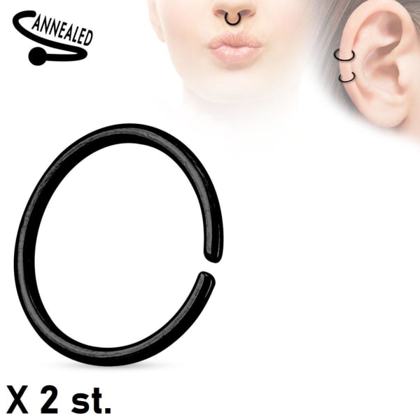 2 stk. 10 mm Piercing ring i glødet 316L kirurgisk stål (8 valg) 5 Svart