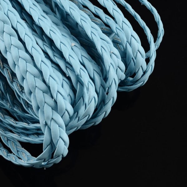 10 mt sildeben håndflettet lyseblåt PU-læder (kunstigt læder) Light blue