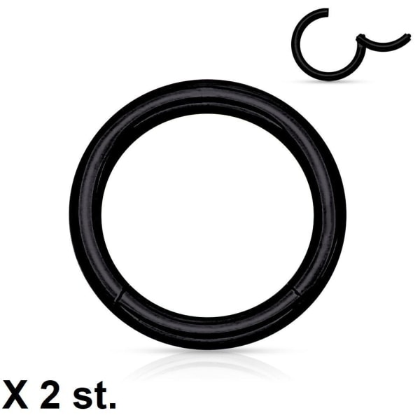 1 par 8 mm "hængslet" segment Piercing ring i implantat titanium 1,2 mm Black