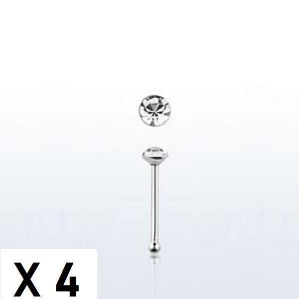 Merk 2 stk. Nesepiercing i sølv med 2 mm. rund hvit rhinestone (k) x 2
