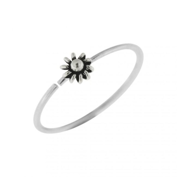 1 stk. 8 mm Nesepiercing ring i antikk sølv med Blomst