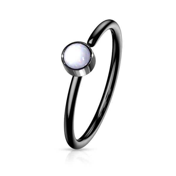 1Næsepiercing ring i 316 stål med "Glow in the dark" hvid sten
