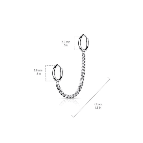 Tragus Linked kæde med Hoops øreringe i IP-316L kirurgisk stål 4 Stål