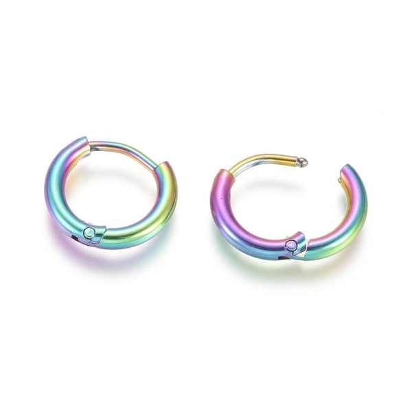 1 par 17 mm Hoops øredobber i Rainbow-belagt 316L kirurgisk stål