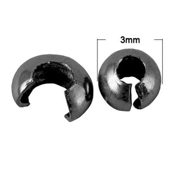 100 Nikkelitön musta (Gunmetal) Suojukset kiinnityshelmille 3 mm. Black