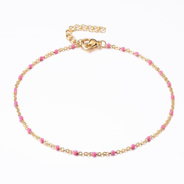 Vristlänk i Guldpläterad AISI 304 stål med emaljerade länkar MultiColor 9 multicolor