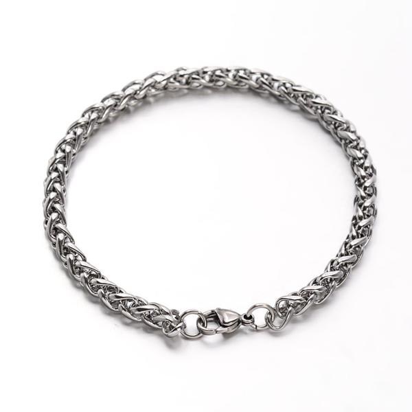 21 cm. lång  Vete länk Armband i  AISI 304 stål (2 val) Platin stål