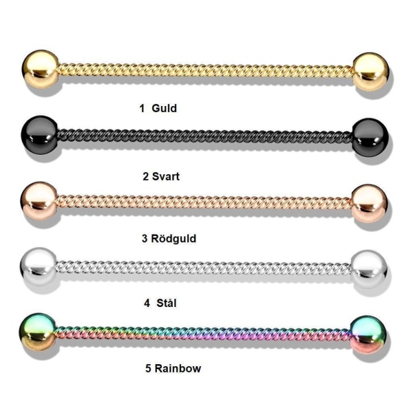 1 industriel vægtstang i IP-belagt 316L kirurgisk stål (5 valg) 5 Rainbow