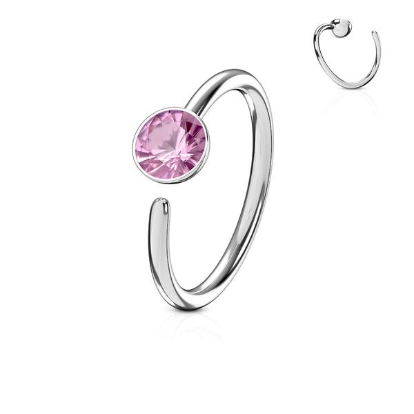 Piercingring i Titanium-IP 316L kirurgiskt stål med Rosa CZ