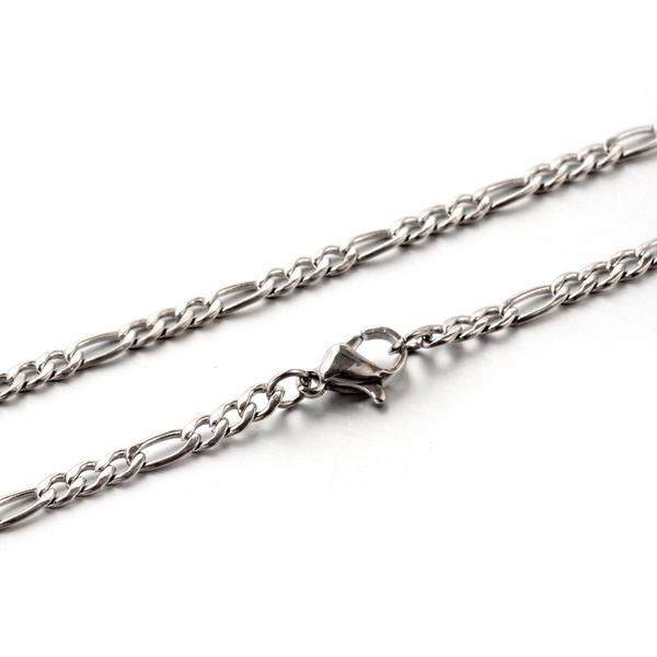 Figaro länk halsband i  AISI 304 stål 60 cm. lång , 3 mm bred