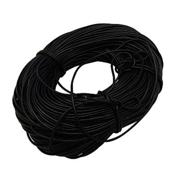2 mt. SvartLäderrem 4 mm. tjock Black