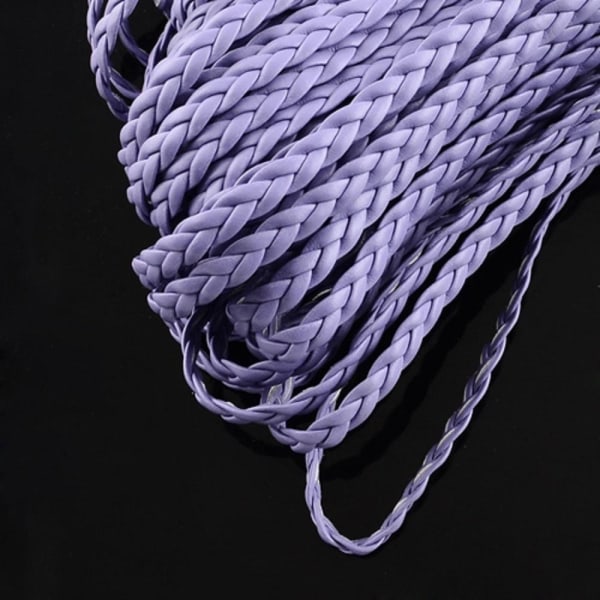 10 mt sildeben håndflettet lilla PU-læder (kunstigt læder) Purple