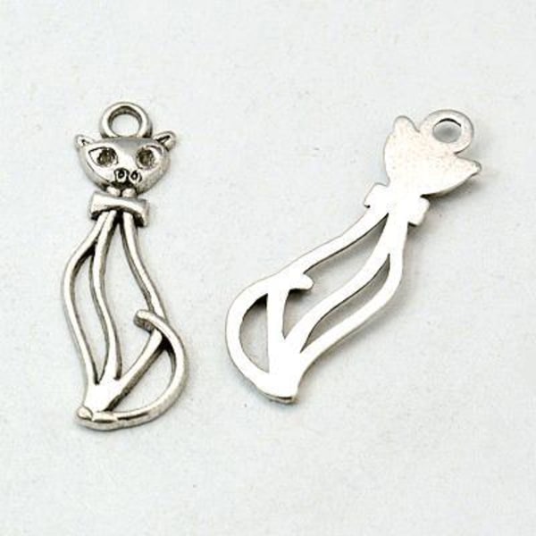 12 St. Nikkelfri sølvbelagte katte charms
