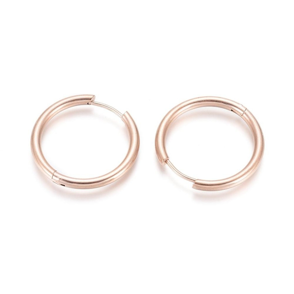 1Par 25 mm Hoops örhängen i Rödguldpläterad 316L kirurgiskt stål Rosa guld