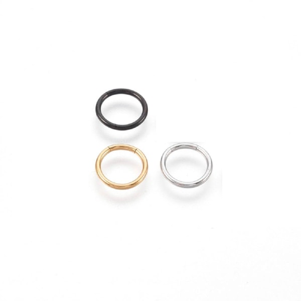 1 Segment Piercing Ring i herdet 316L kirurgisk stål 1,2x8mm.Ø SilverGrey 2 Stål