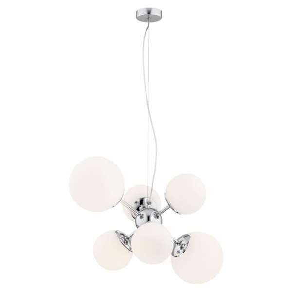 Argon SATELITE 6-Light Globe taklampa, opal, krom