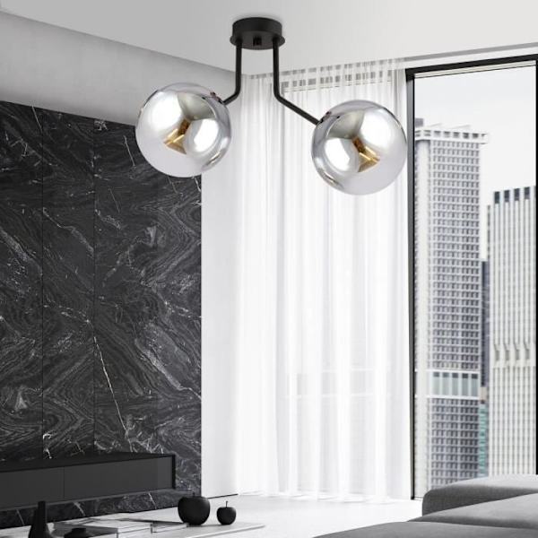 Emibig NOVA Nova Globe taklampa svart med grafitglas lampskärm, 2x E14