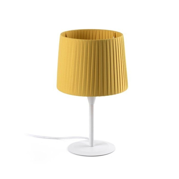 Faro SAMBA - Gul tilspidset rund bordlampe, E27 Hvid