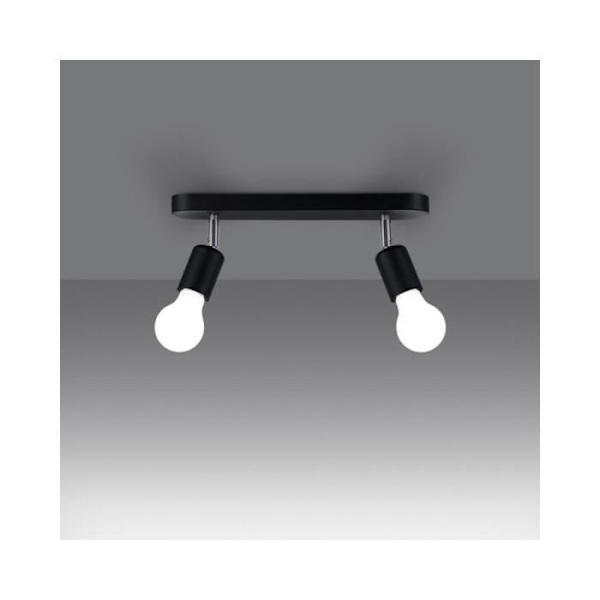 Taklampa - SOLLUX - FORNES 2 svart - Metall - 3 glödlampor - Interiör - Elektrisk - LED - Modernt - Design
