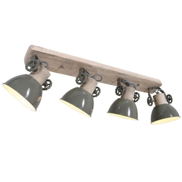 Takstrålkastare, metall, trä, justerbara spotlights, GEARWOOD Grön