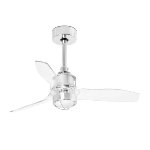 Faro JUST - LED Chrome, 81 cm Smart Transparent takfläkt - Fjärrkontroll ingår, 3000K