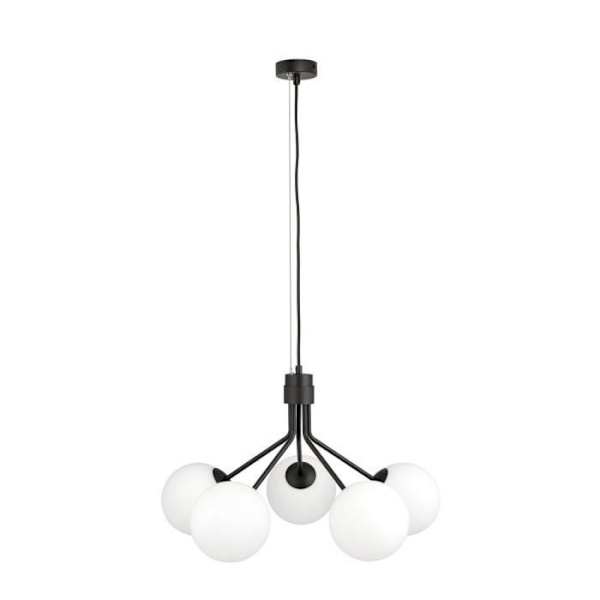 Emibig NOVA Nova Globe taklampa svart med vit glasskärm, 5x E14