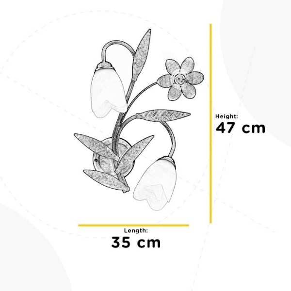 Væglampe - Onli - SONIA - Blomsterdesign - Glaslampe - 2x E14