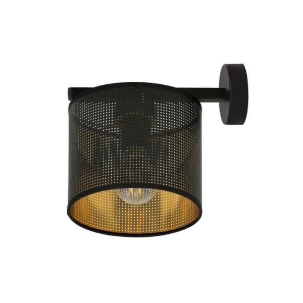 Emibig JORDAN Black Jordan vägglampa med lampskärm med svart och guld tyg lampskärm, 1x E27