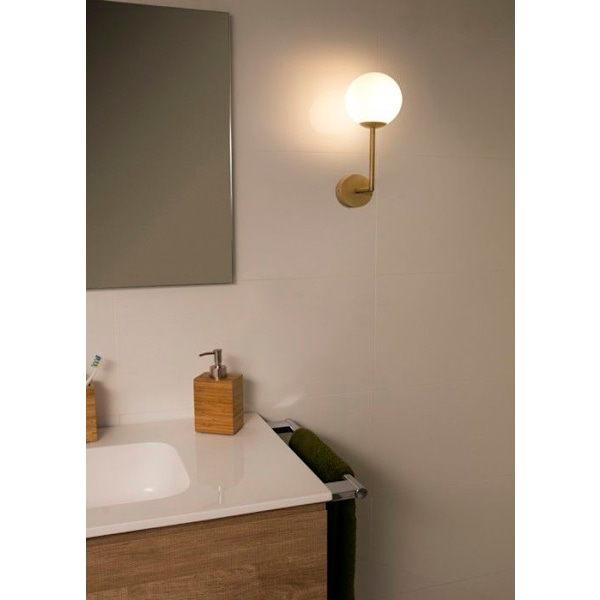 Vägglampa - Faro - Gala - H32cm - Opalglas - IP44 - 1 st G9-lampa KASTANJ
