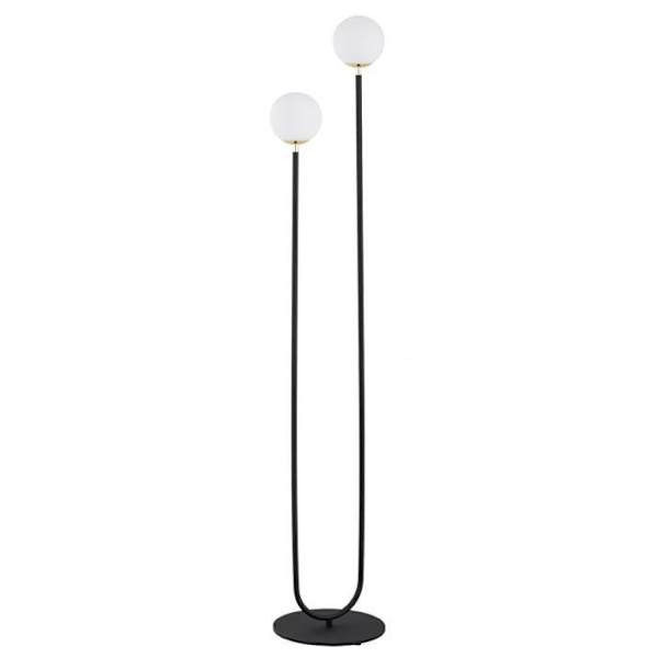 Gulvlampe - Argon - FERRONE - Multi Arm - Matt Opal - Sort struktur - Messingelementer Svart, Matt Opal, Mässing
