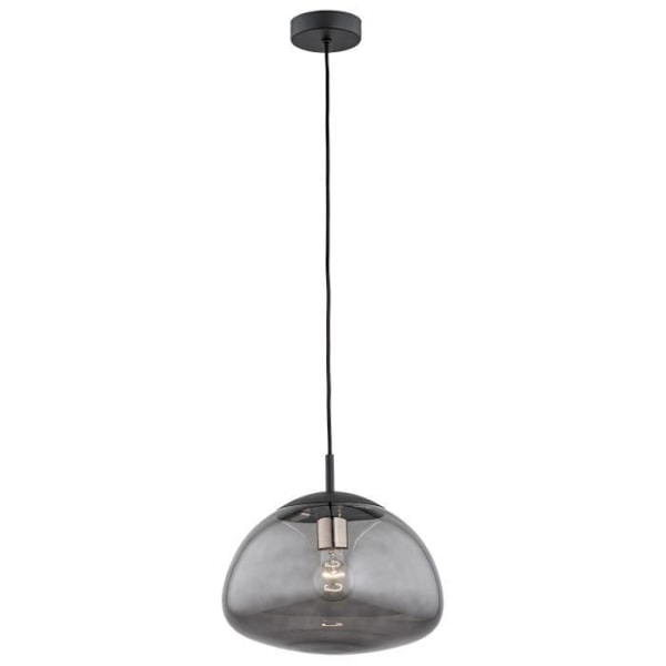 Loftlampe - Argon - TRINI - Kuppel 30 cm - Røgfarvet, Mat Sort - Elementer i Messing
