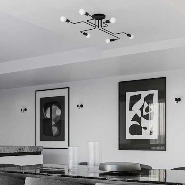 Vägglampa - Sollux Lighting - Vector - Metall - Vit - E27 LED svart