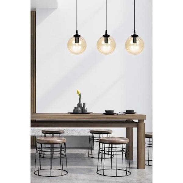 Emibig COSMO Cosmo Globe Bar taklampa svart med bärnstensfärgad glasskärm, 3x E14