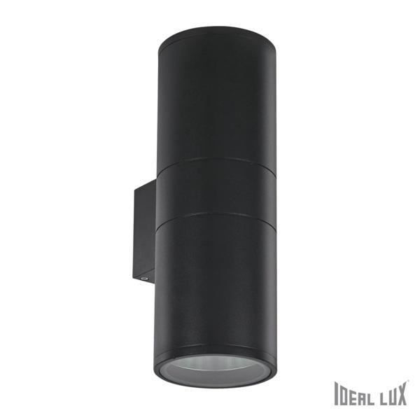 Designer utomhusvägglampa - IDEAL LUX - Gun Black Aluminium - 2 glödlampor - 60W - IP54 Svart