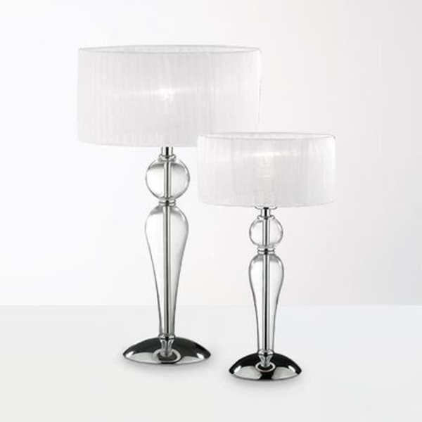Ideal Lux DUCHESSA TL1 SMALL, Transparent, Hvid, Stof, Glas, Metal, Soveværelse, Stue, IP20, E27, 1 pære(r) Transparent, vit