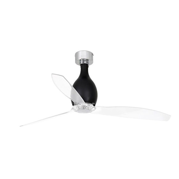 FARO 32026 - MINI ETERFAN Blank sort/gennemsigtig loftsventilator med DC-motor NEGRO