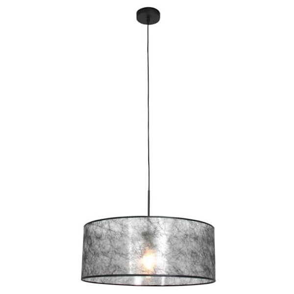 Sienna Sparkle Light Cylindrical Pendel Taklampa Matt Svart, Grå lampskärm