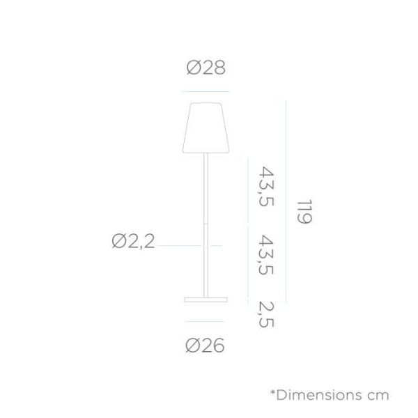 Lampadaire - NEWGARDEN - MOOVERE - 120cm - Solarlampa - Uppladdningsbart batteri - LED/RGB