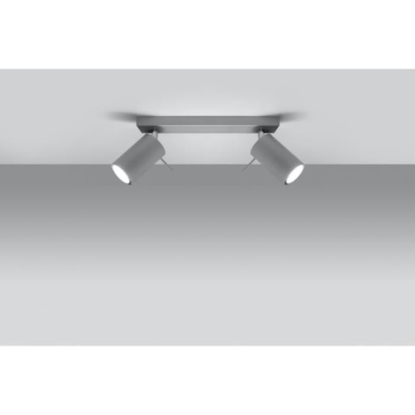 Plafondslampa LED RING 2 - SOLLUX - Grå - 2 GU10-lampor - Modern Loftstil