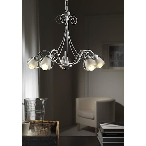 Lys - ONLI - 4822/5 - 5 lys - Blank metallisk glans - Glas skygger