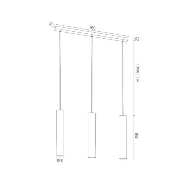 Argon GOMERA 3-light Plus Bar taklampa, svart struktur