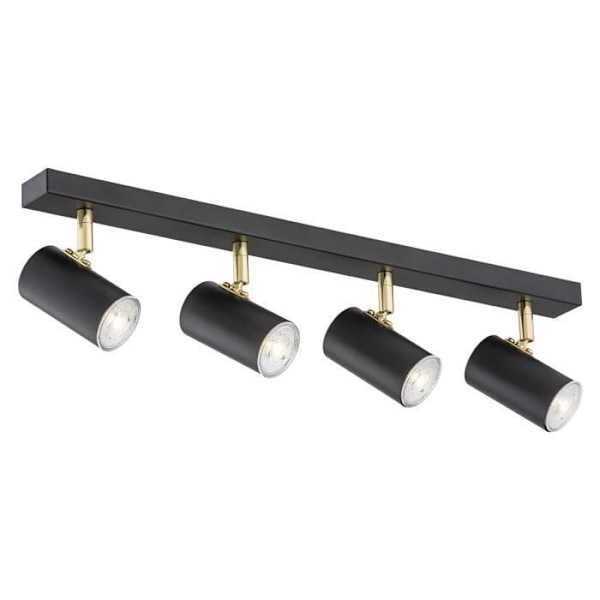 Argon LAGOS Ceiling Spotlight Bar 4 Lights Svart struktur, mässingselement