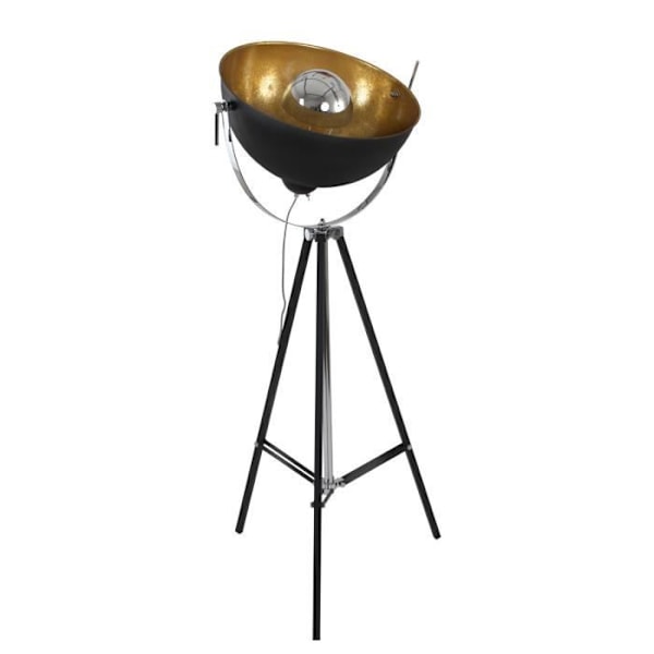 Gulvlampe - Sienna - Eelco - Mat Sort - Poleret krom - Mat guld - Højde 163 cm Svart, polerad krom, matt guld