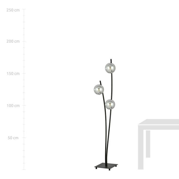 Hunter Globe flerarms gulvlampe sort med skærm i grafitglas, 3x E14 - Emibig