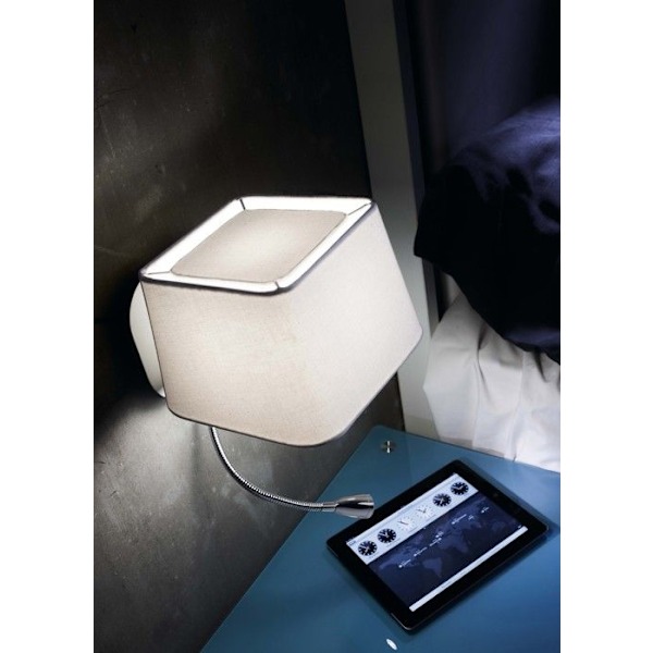 Vägglampa - Faro - Sweet - Integrerad LED - Metall och textil - Vit 45cm AMARILLO