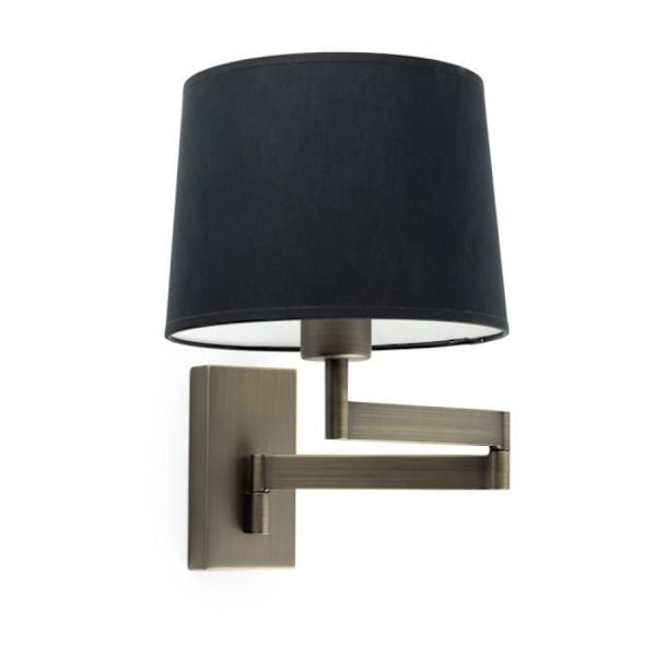 Væglampe - FARO - ARTIS - Sort lampeskærm - E27 - IP20 - 15W Sort, Bronze